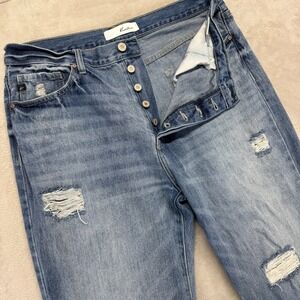 KanCan Jeans Women's 15 Montana Ultra High Rise 90's Flare Distressed Button Fly